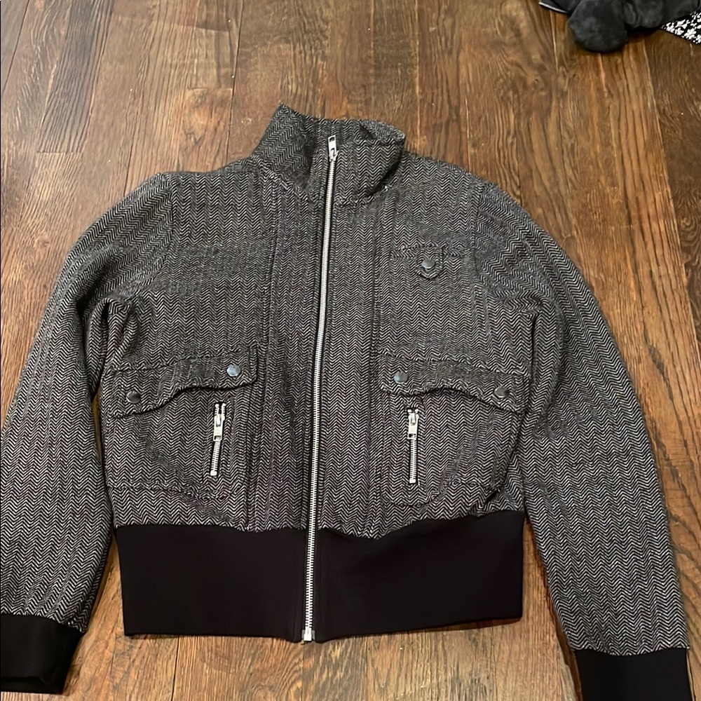 Gray and Black Herringbone Jacket